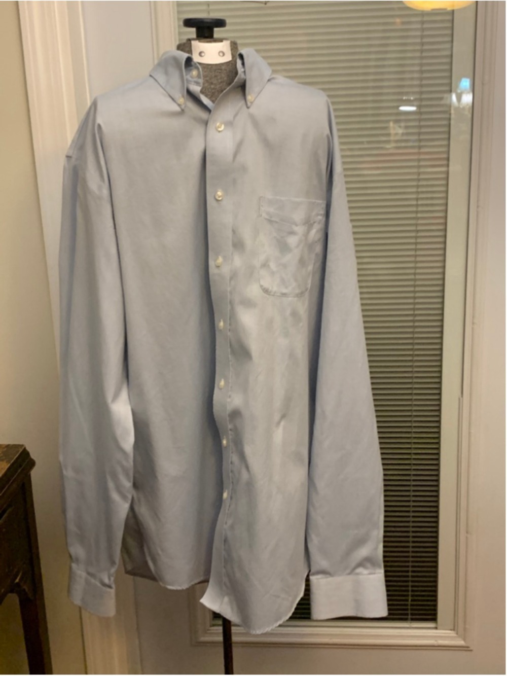 Men's Lands' End Light Blue Wrinkle Free Dress Shirt Neck 15.5 Tall